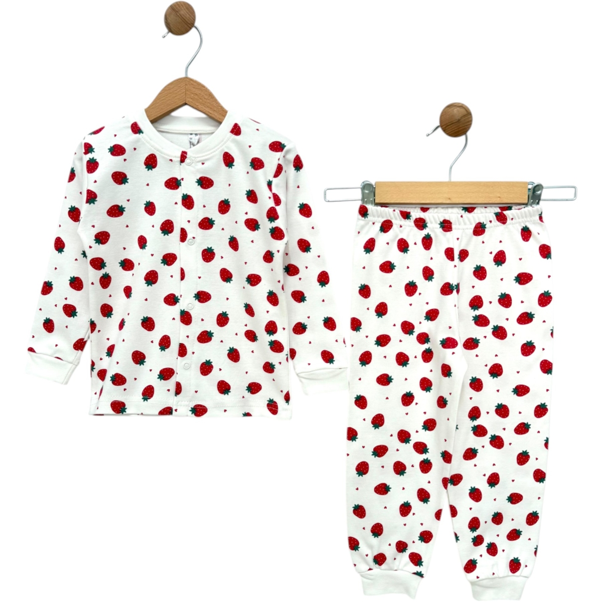 ÇİLEK ÇITÇITLI İNTERLOK PİJAMA 3Y,4Y,5Y,6Y Kız